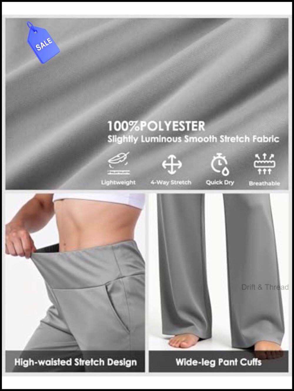 High Waist Wide Leg Sweatpants Buttery Soft Athletic Lounge Pants Yoga Gym - Picture 4 of 6